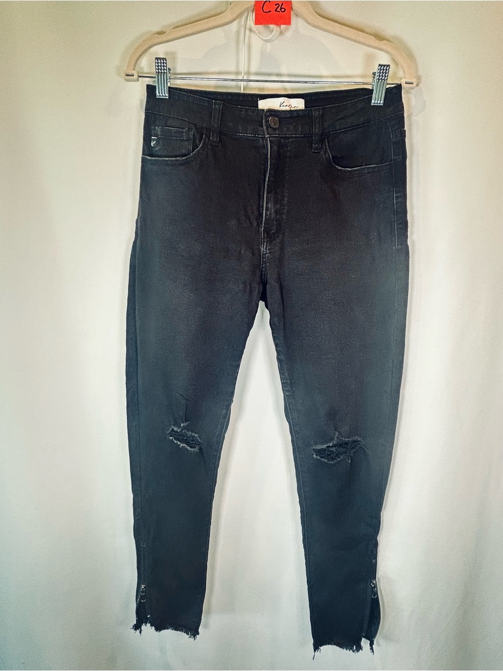 KanCan Los Angeles Women’s Black High Rise Skinny Distressed Stretch Jeans 28